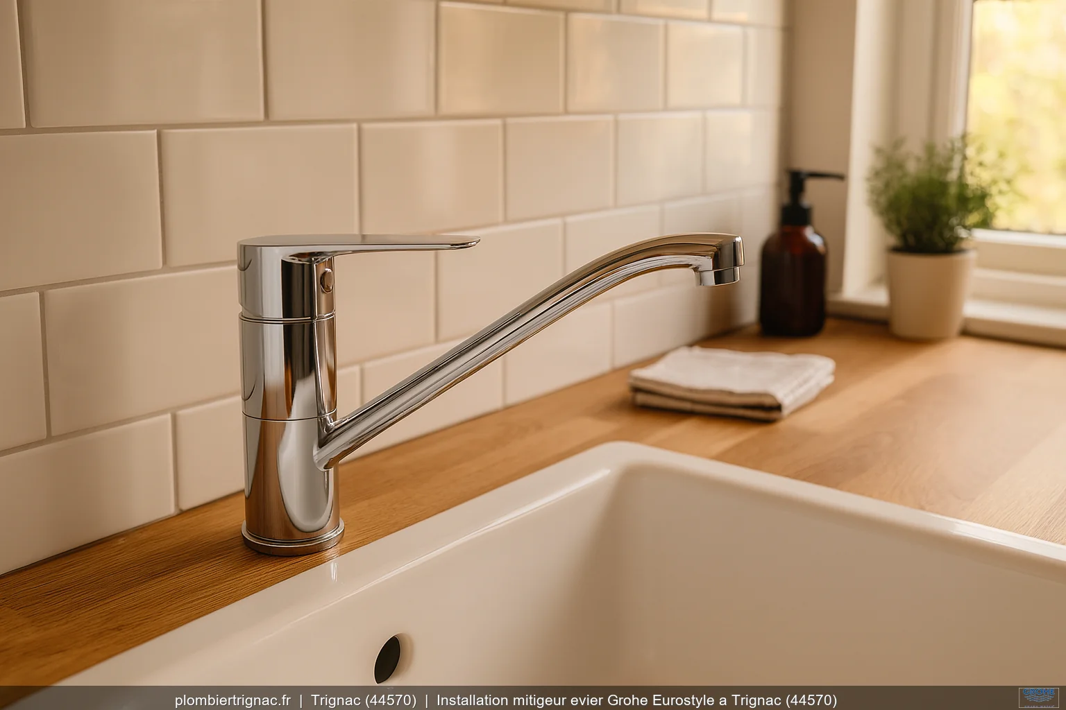 Installation mitigeur evier Grohe Eurostyle a Trignac (44570)