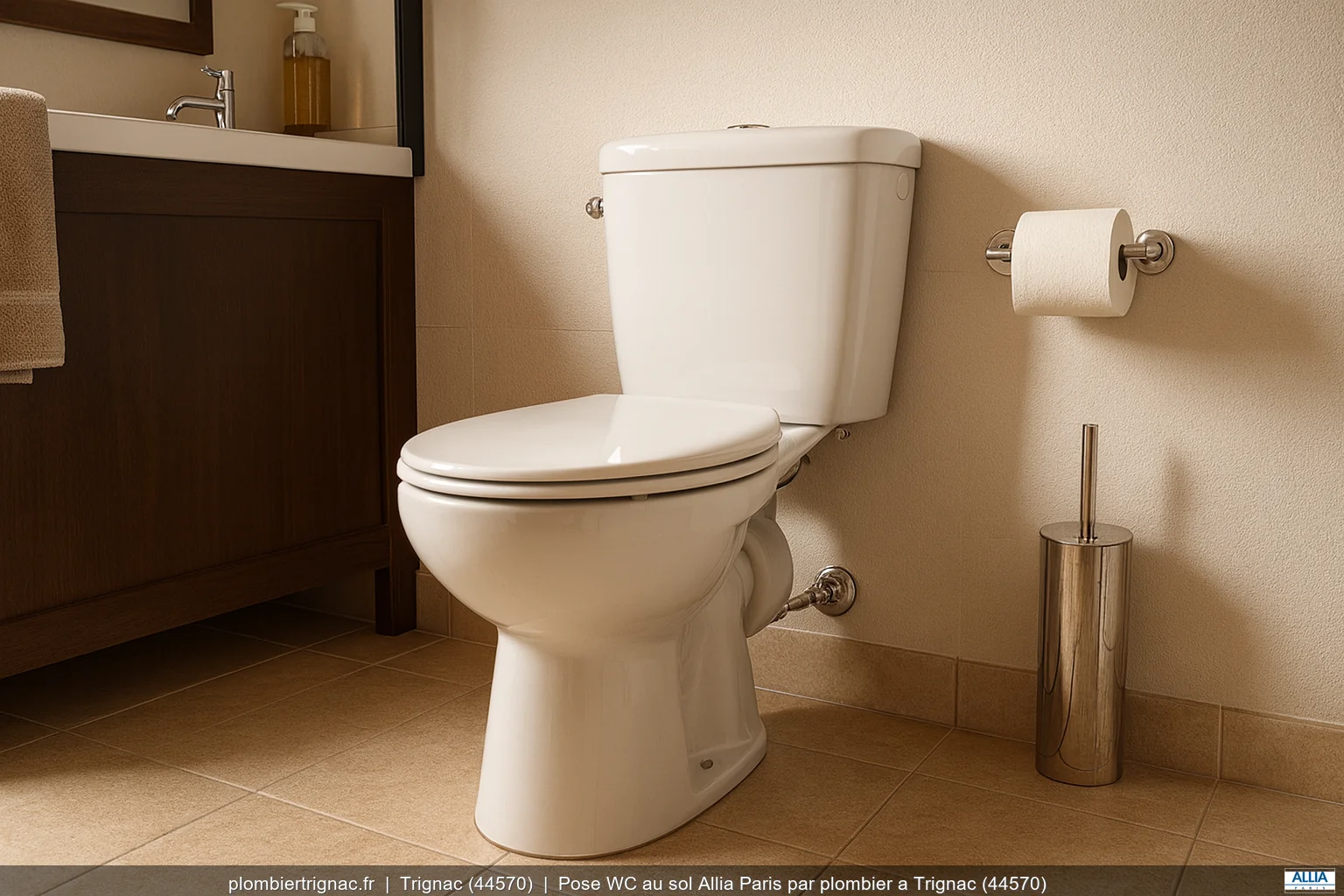 Pose WC au sol Allia Paris par plombier a Trignac (44570)